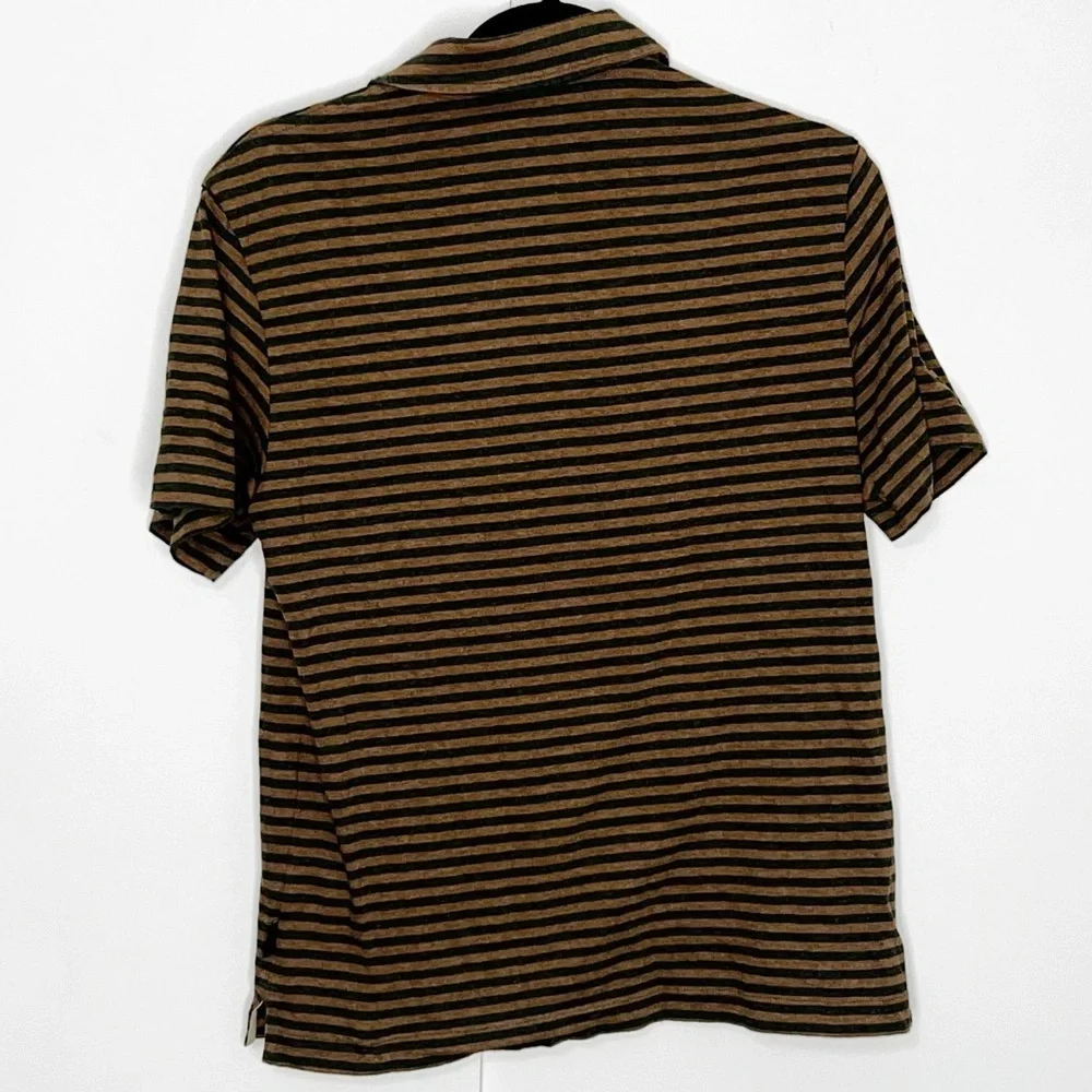 Patagonia Men Brown &‎ Green Stripe Polo Shirt